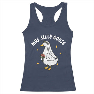 Mrs. Silly Goose Bride Racerback Tank Top Funny Goose Lovers Bride To Be TS10 Navy Print Your Wear