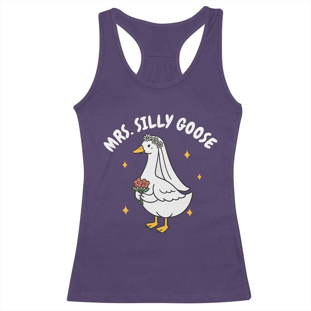 Mrs. Silly Goose Bride Racerback Tank Top Funny Goose Lovers Bride To Be TS10 Purple Print Your Wear