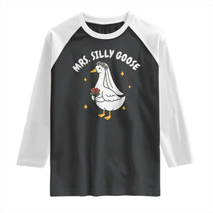 Mrs. Silly Goose Bride Raglan Shirt Funny Goose Lovers Bride To Be TS10 Black White Print Your Wear