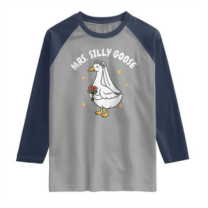 Mrs. Silly Goose Bride Raglan Shirt Funny Goose Lovers Bride To Be TS10 Sport Gray Navy Print Your Wear