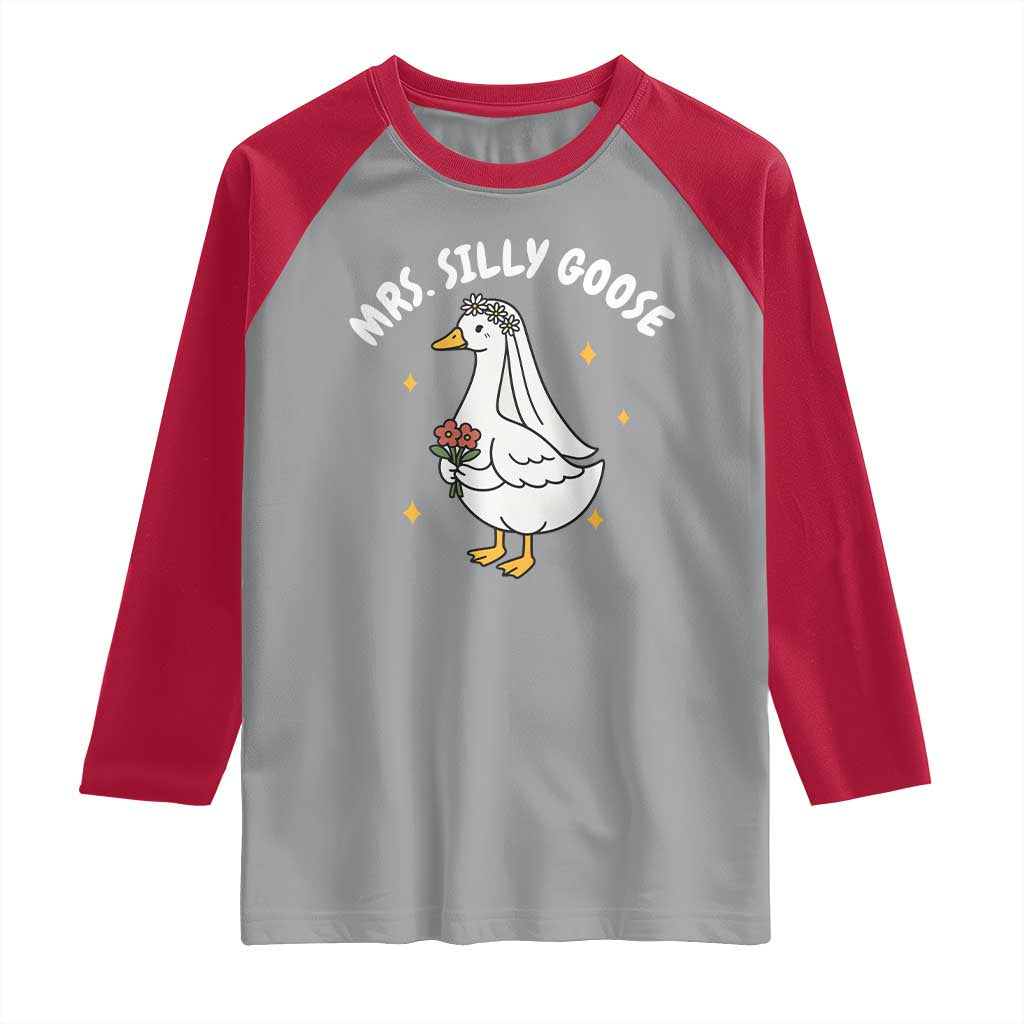 Mrs. Silly Goose Bride Raglan Shirt Funny Goose Lovers Bride To Be TS10 Sport Gray Red Print Your Wear