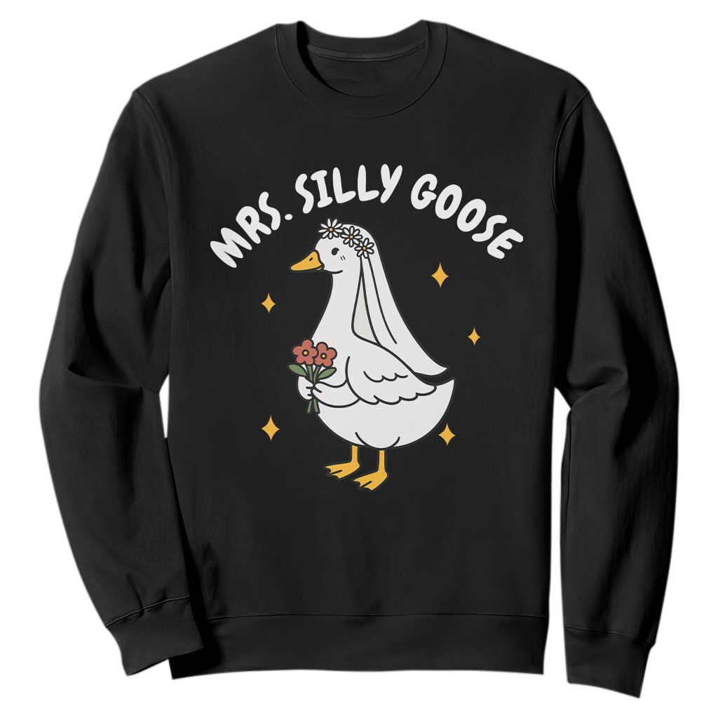 Mrs. Silly Goose Bride Sweatshirt Funny Goose Lovers Bride To Be TS10 Black Print Your Wear