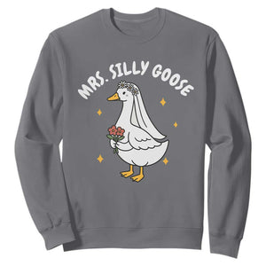 Mrs. Silly Goose Bride Sweatshirt Funny Goose Lovers Bride To Be TS10 Charcoal Print Your Wear