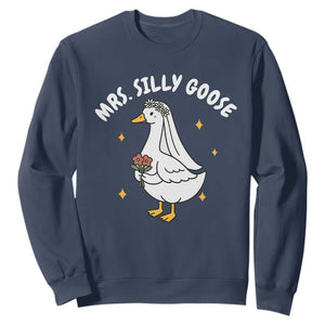 Mrs. Silly Goose Bride Sweatshirt Funny Goose Lovers Bride To Be TS10 Navy Print Your Wear