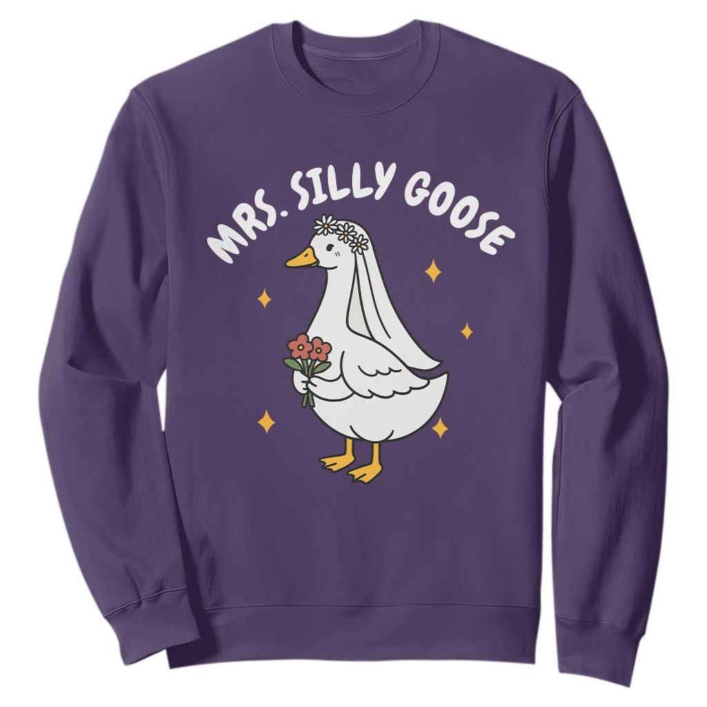 Mrs. Silly Goose Bride Sweatshirt Funny Goose Lovers Bride To Be TS10 Purple Print Your Wear
