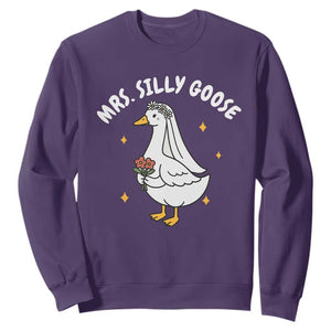 Mrs. Silly Goose Bride Sweatshirt Funny Goose Lovers Bride To Be TS10 Purple Print Your Wear
