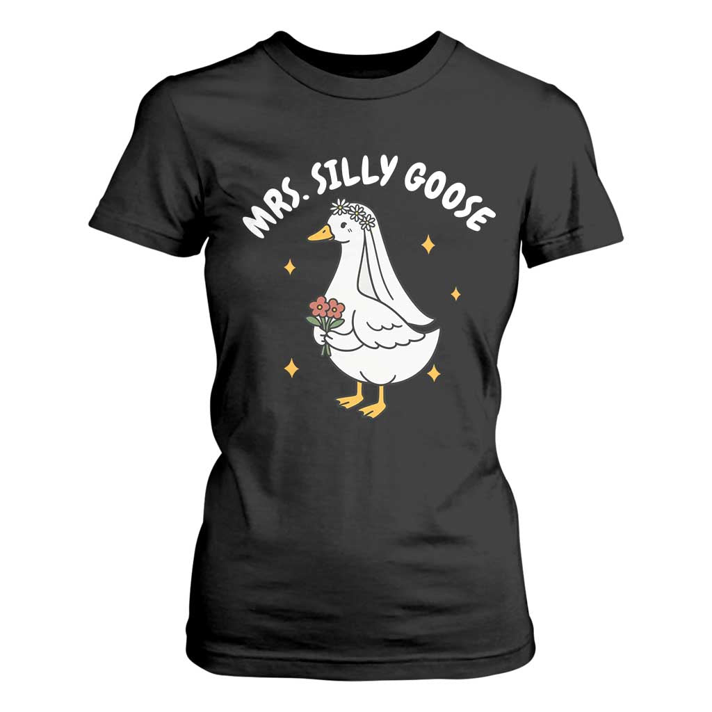 Mrs. Silly Goose Bride T Shirt For Women Funny Goose Lovers Bride To Be TS10 Black Print Your Wear