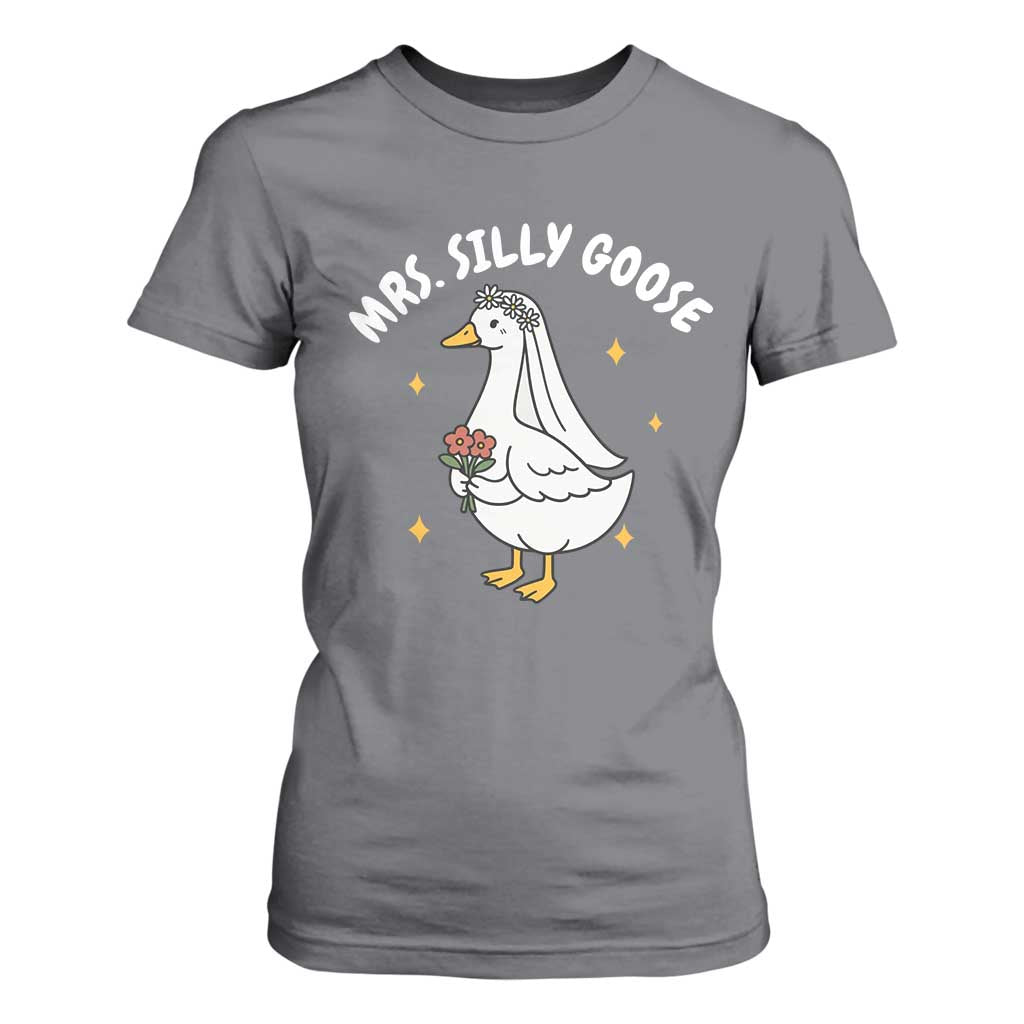 Mrs. Silly Goose Bride T Shirt For Women Funny Goose Lovers Bride To Be TS10 Charcoal Print Your Wear