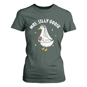 Mrs. Silly Goose Bride T Shirt For Women Funny Goose Lovers Bride To Be TS10 Dark Forest Green Print Your Wear