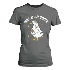 Mrs. Silly Goose Bride T Shirt For Women Funny Goose Lovers Bride To Be TS10 Dark Heather Print Your Wear