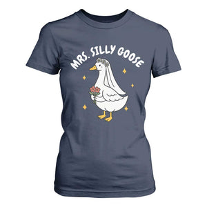 Mrs. Silly Goose Bride T Shirt For Women Funny Goose Lovers Bride To Be TS10 Navy Print Your Wear
