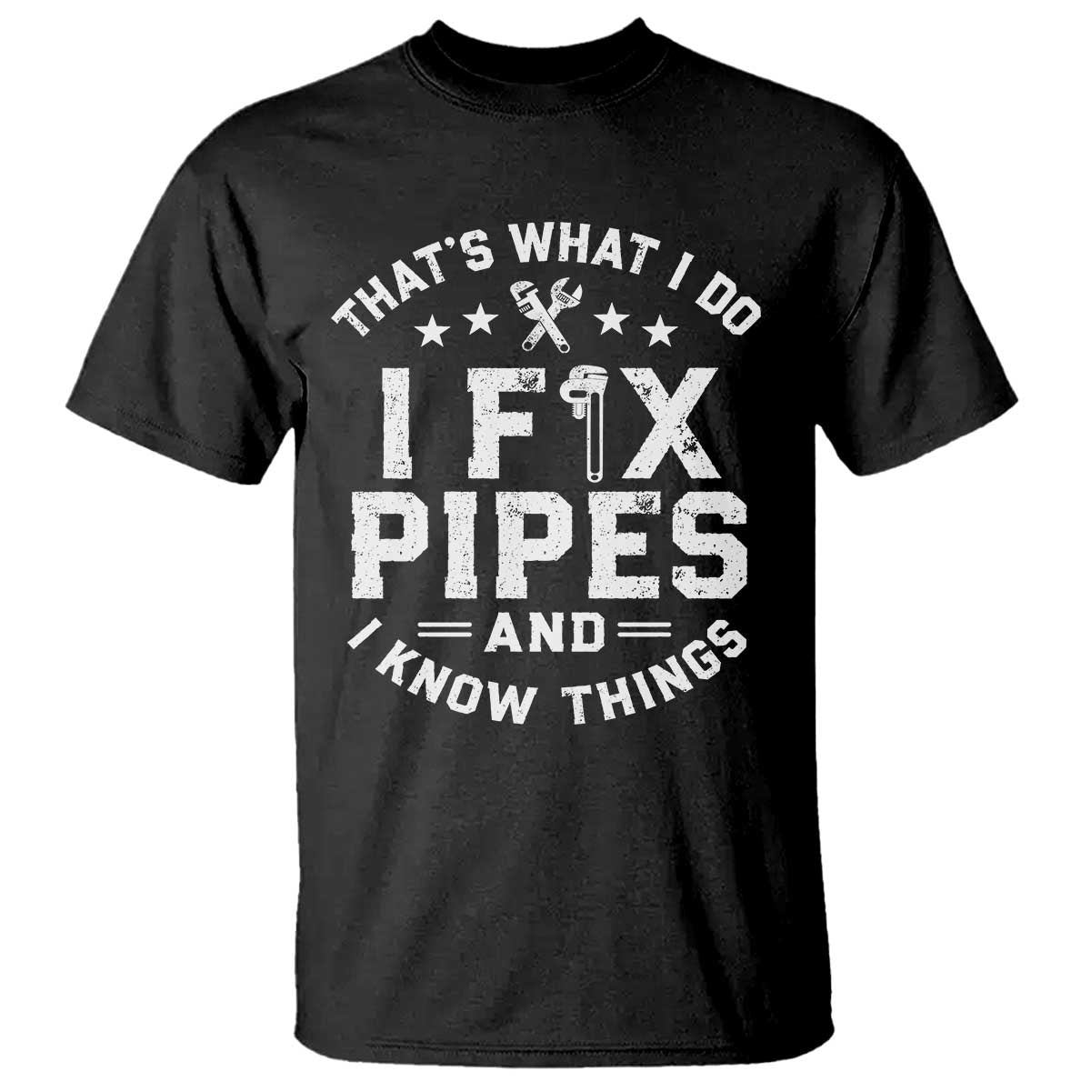 Funny Plumber T Shirt Thats What I Do I Fix Pipes And I Know Things Graphic TS10 Black Print Your Wear