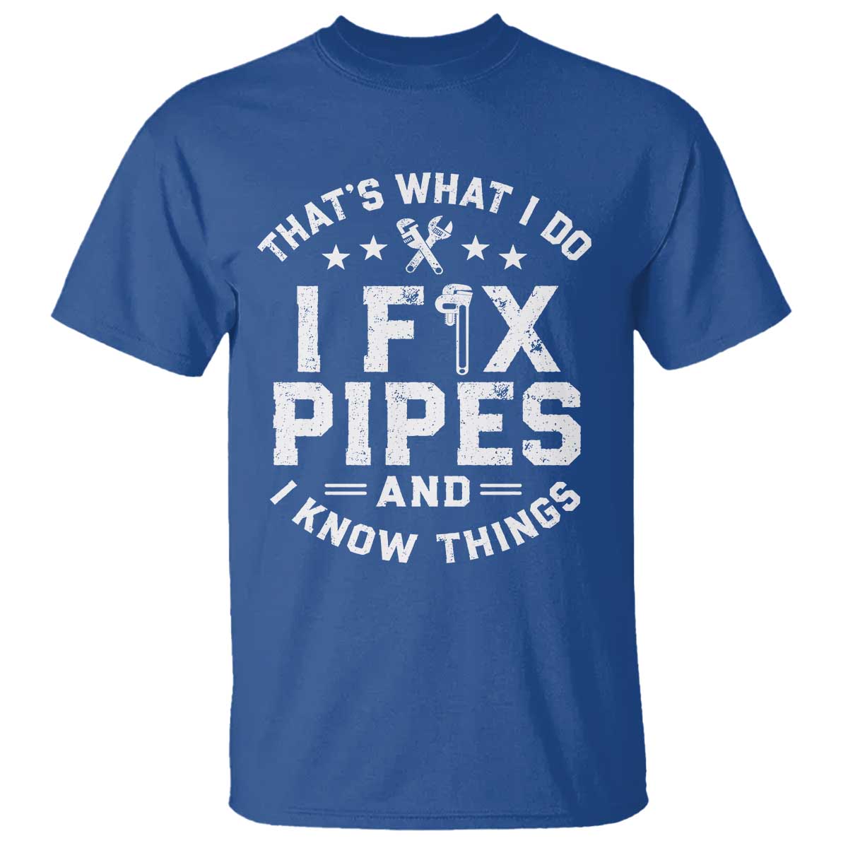 Funny Plumber T Shirt Thats What I Do I Fix Pipes And I Know Things Graphic TS10 Royal Blue Print Your Wear