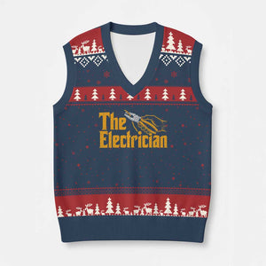 The Electrician V-Neck Knit Sweater Vest Vintage Wire Stripper Pliers Graphic