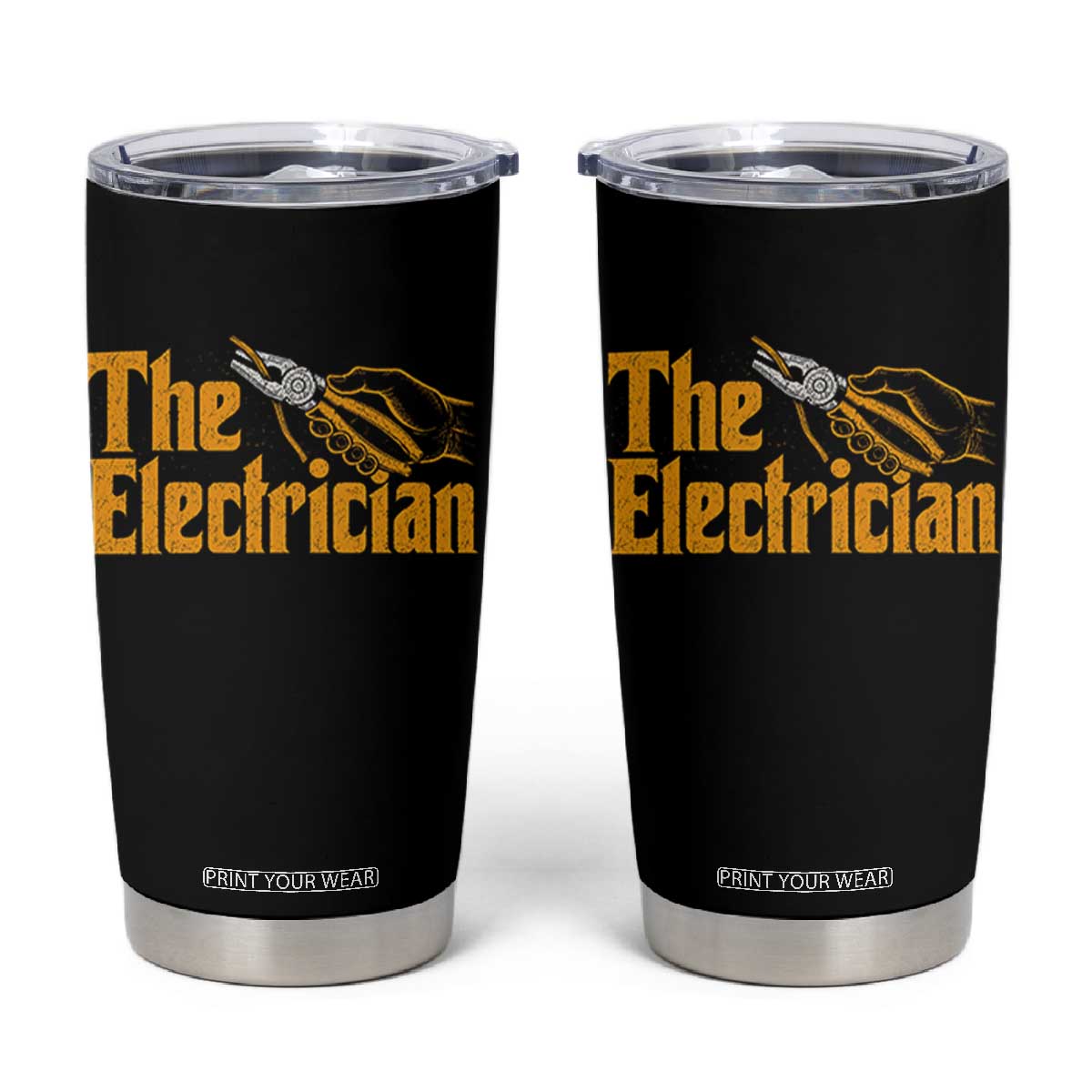 The Electrician Tumbler Cup Vintage Wire Stripper Pliers Graphic TS10 Black Print Your Wear