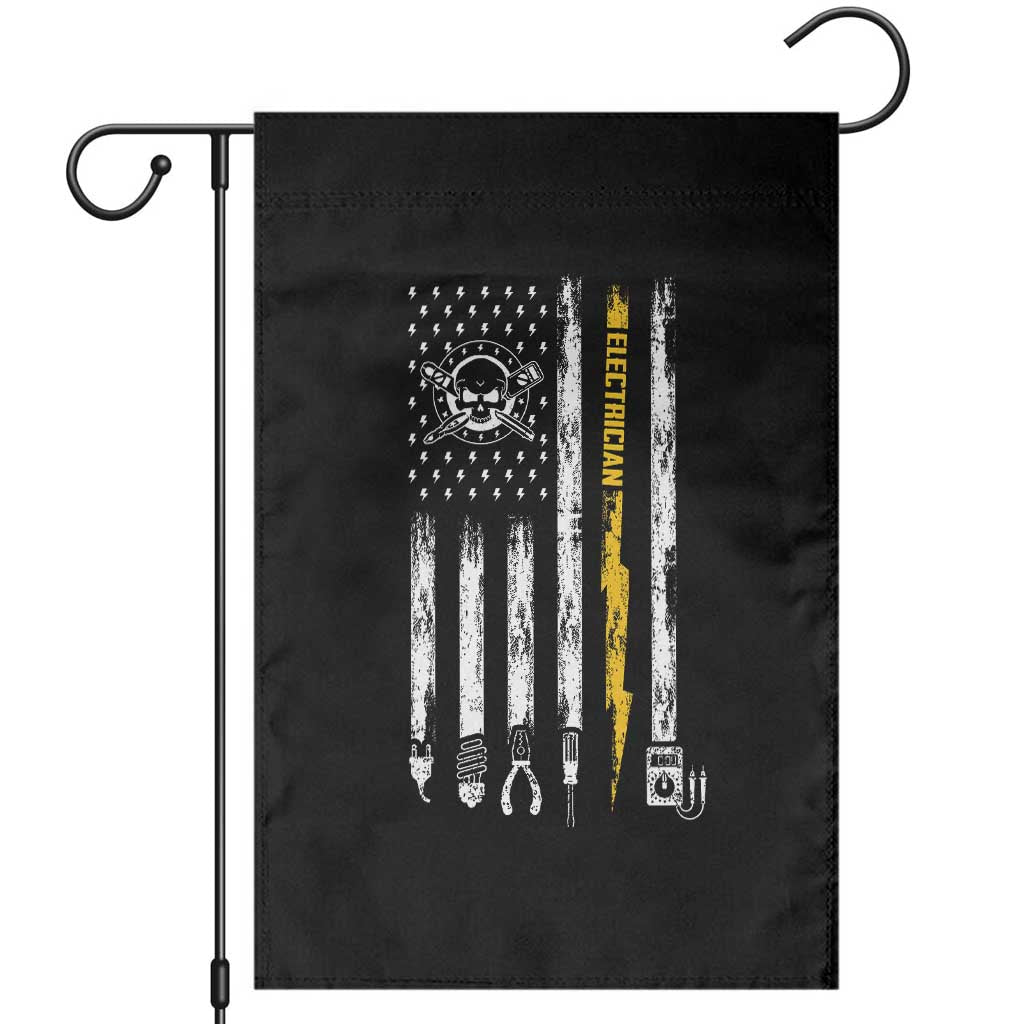 Electrician US Flag Garden Flag Tools for Electricians Skull Lightning Graphic