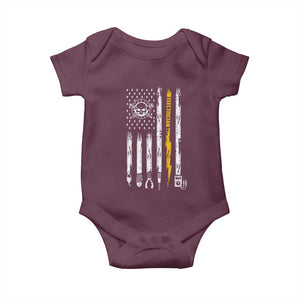 Electrician US Flag Baby Onesie Tools for Electricians Skull Lightning Graphic