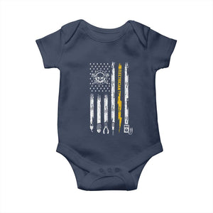 Electrician US Flag Baby Onesie Tools for Electricians Skull Lightning Graphic