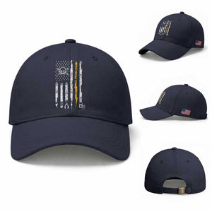 Electrician US Flag Baseball Cap Tools for Electricians Skull Lightning Graphic