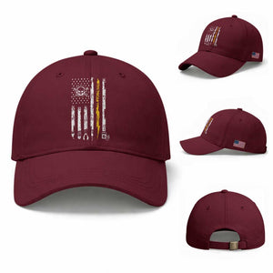 Electrician US Flag Baseball Cap Tools for Electricians Skull Lightning Graphic