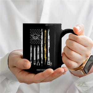 Electrician US Flag Coffee Mug Tools for Electricians Skull Lightning Graphic