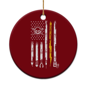 Electrician US Flag Ceramic Ornament Tools for Electricians Skull Lightning Graphic