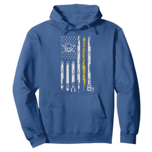 Electrician US Flag Hoodie Tools for Electricians Skull Lightning Graphic