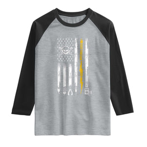 Electrician US Flag Raglan Shirt Tools for Electricians Skull Lightning Graphic