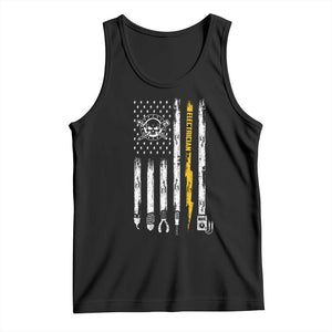 Electrician US Flag Tank Top Tools for Electricians Skull Lightning Graphic