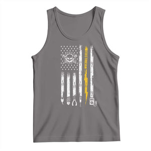 Electrician US Flag Tank Top Tools for Electricians Skull Lightning Graphic