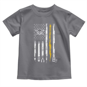Electrician US Flag Toddler T Shirt Tools for Electricians Skull Lightning Graphic