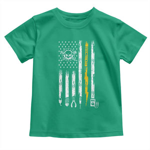 Electrician US Flag Toddler T Shirt Tools for Electricians Skull Lightning Graphic