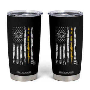 Electrician US Flag Tumbler Cup Tools for Electricians Skull Lightning Graphic