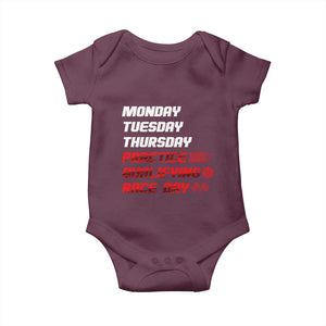 Monday Tuesday Thursday Practice Qualifying Race Day Baby Onesie TS10 Maroon Print Your Wear