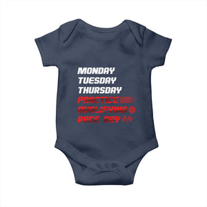 Monday Tuesday Thursday Practice Qualifying Race Day Baby Onesie TS10 Navy Print Your Wear
