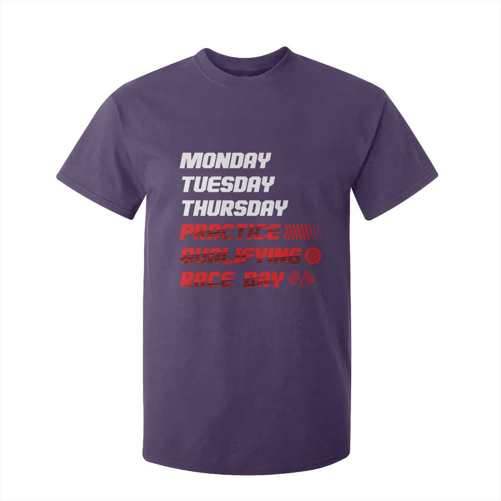 Monday Tuesday Thursday Practice Qualifying Race Day T Shirt For Kid TS10 Purple Print Your Wear