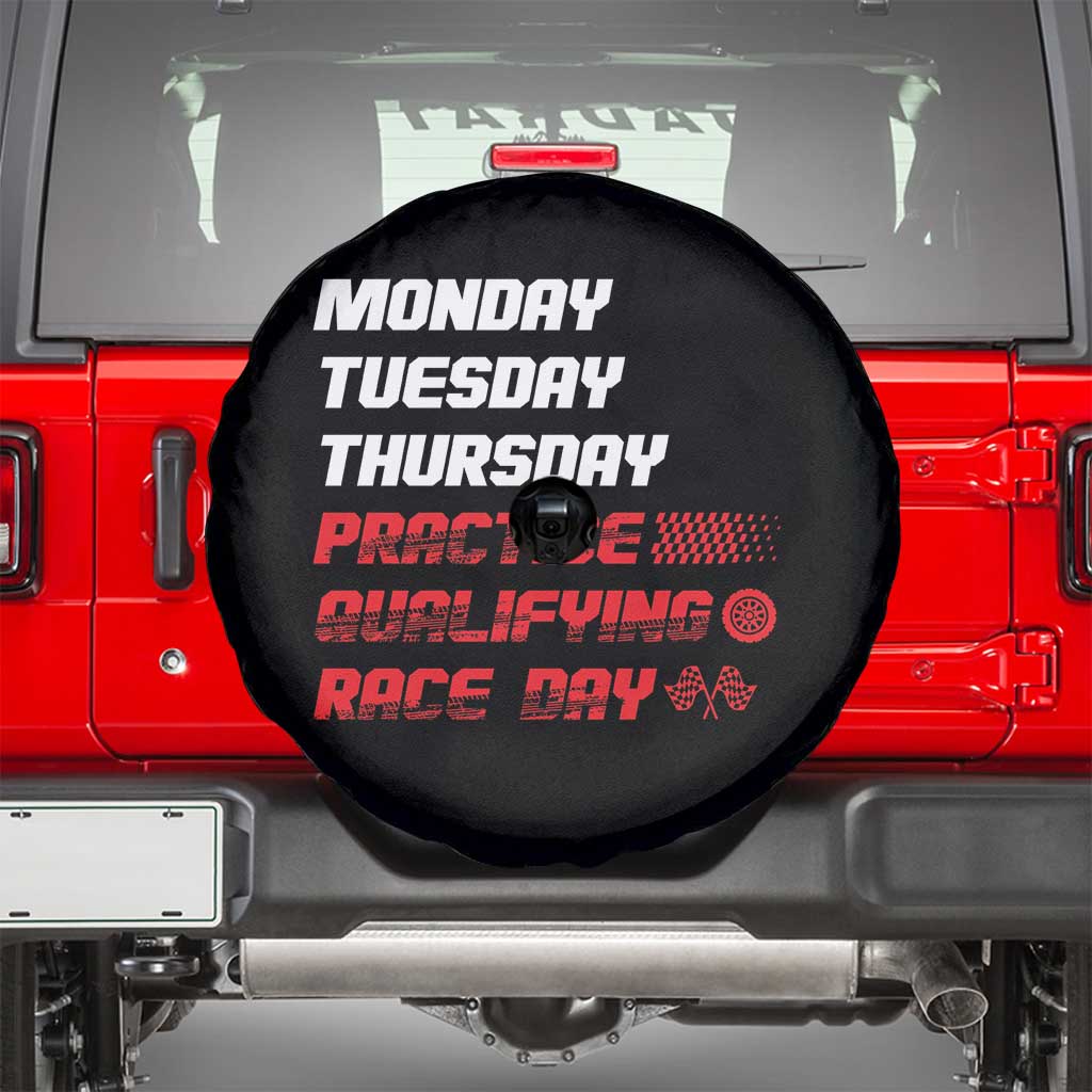 Monday Tuesday Thursday Practice Qualifying Race Day Spare Tire Cover TS10 Black Print Your Wear
