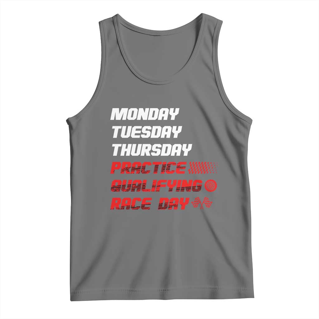 Monday Tuesday Thursday Practice Qualifying Race Day Tank Top TS10 Black Heather Print Your Wear