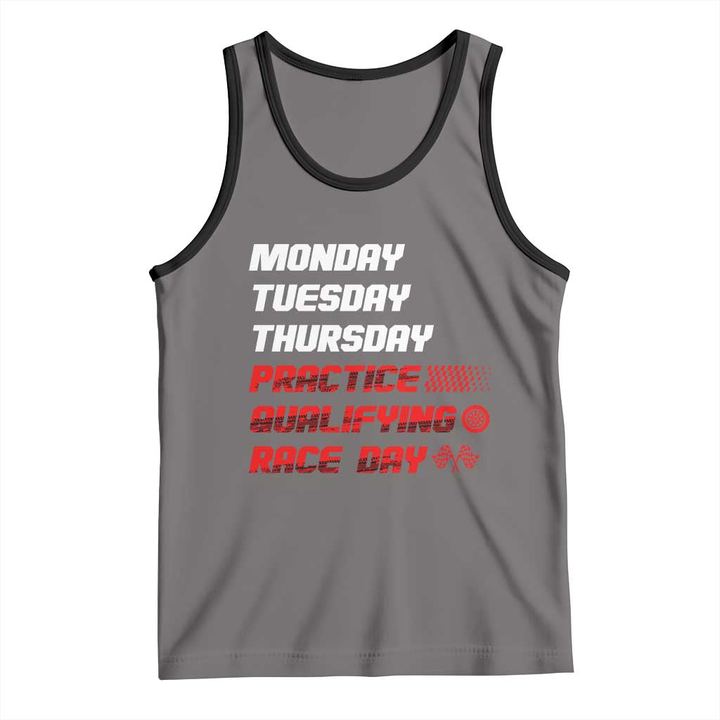 Monday Tuesday Thursday Practice Qualifying Race Day Tank Top TS10 Deep Heather Black Print Your Wear