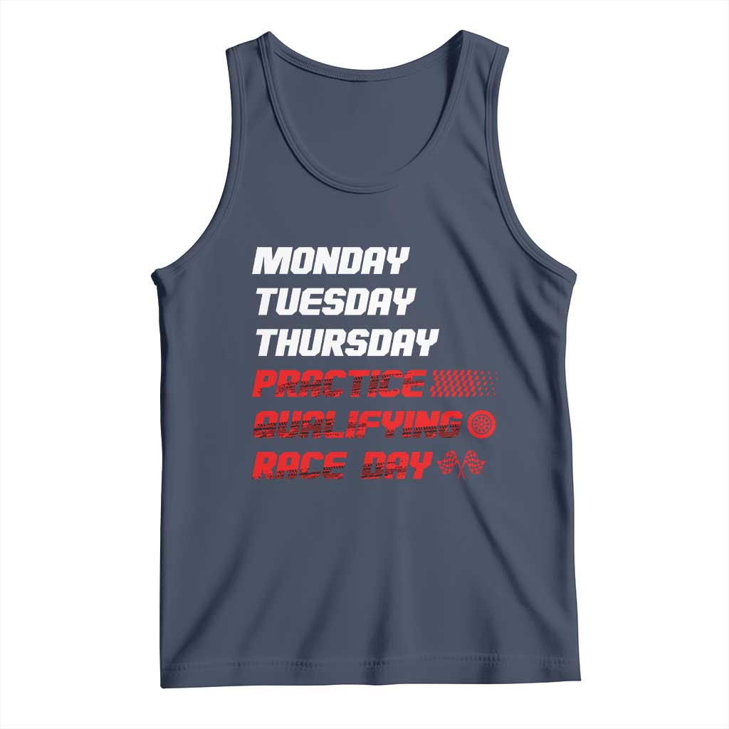 Monday Tuesday Thursday Practice Qualifying Race Day Tank Top TS10 Navy Print Your Wear