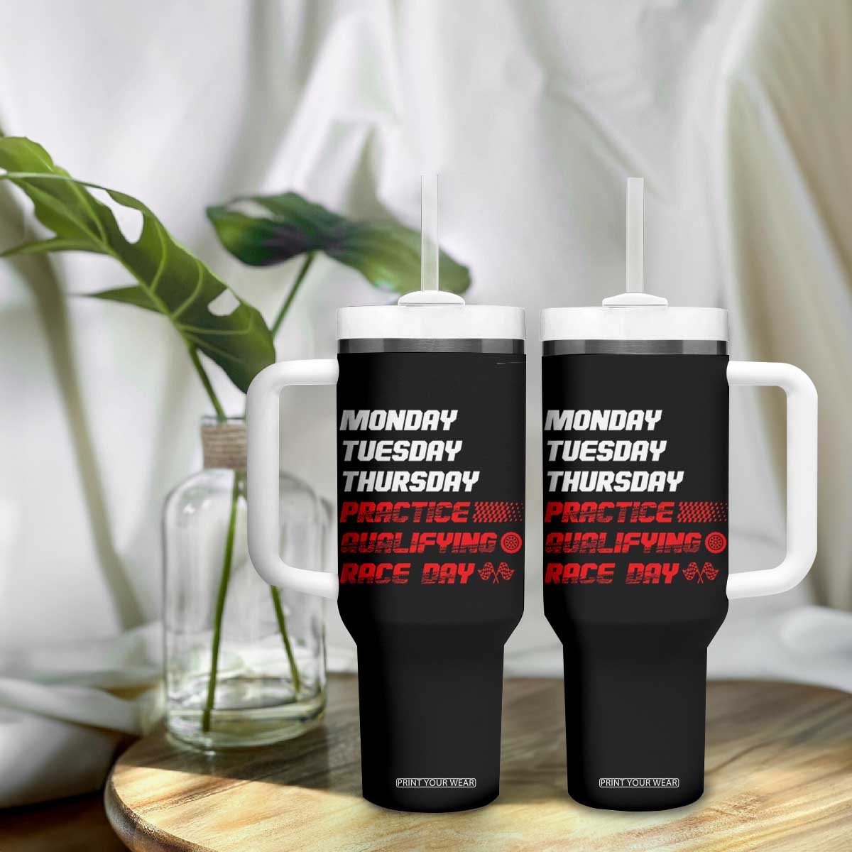 Monday Tuesday Thursday Practice Qualifying Race Day Tumbler With Handle TS10 Print Your Wear