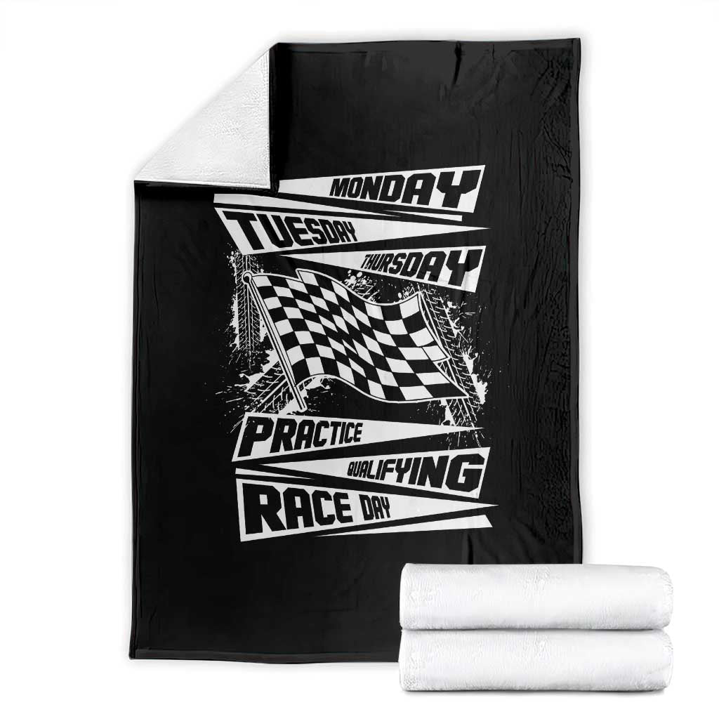 Monday Tuesday Thursday Practice Qualifying Race Day Throw Blanket Retro Vintage Watercolors Checkered Flag TS10 Black Print Your Wear
