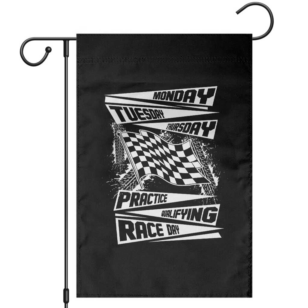 Monday Tuesday Thursday Practice Qualifying Race Day Garden Flag Retro Vintage Watercolors Checkered Flag TS10 Black Print Your Wear