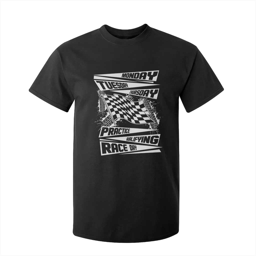 Monday Tuesday Thursday Practice Qualifying Race Day T Shirt For Kid Retro Vintage Watercolors Checkered Flag TS10 Black Print Your Wear