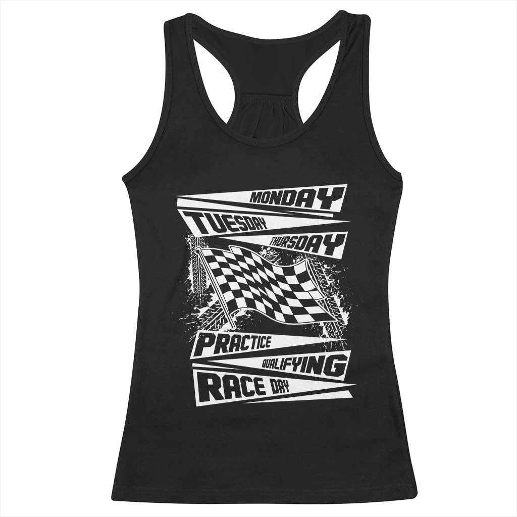 Monday Tuesday Thursday Practice Qualifying Race Day Racerback Tank Top Retro Vintage Watercolors Checkered Flag TS10 Black Print Your Wear