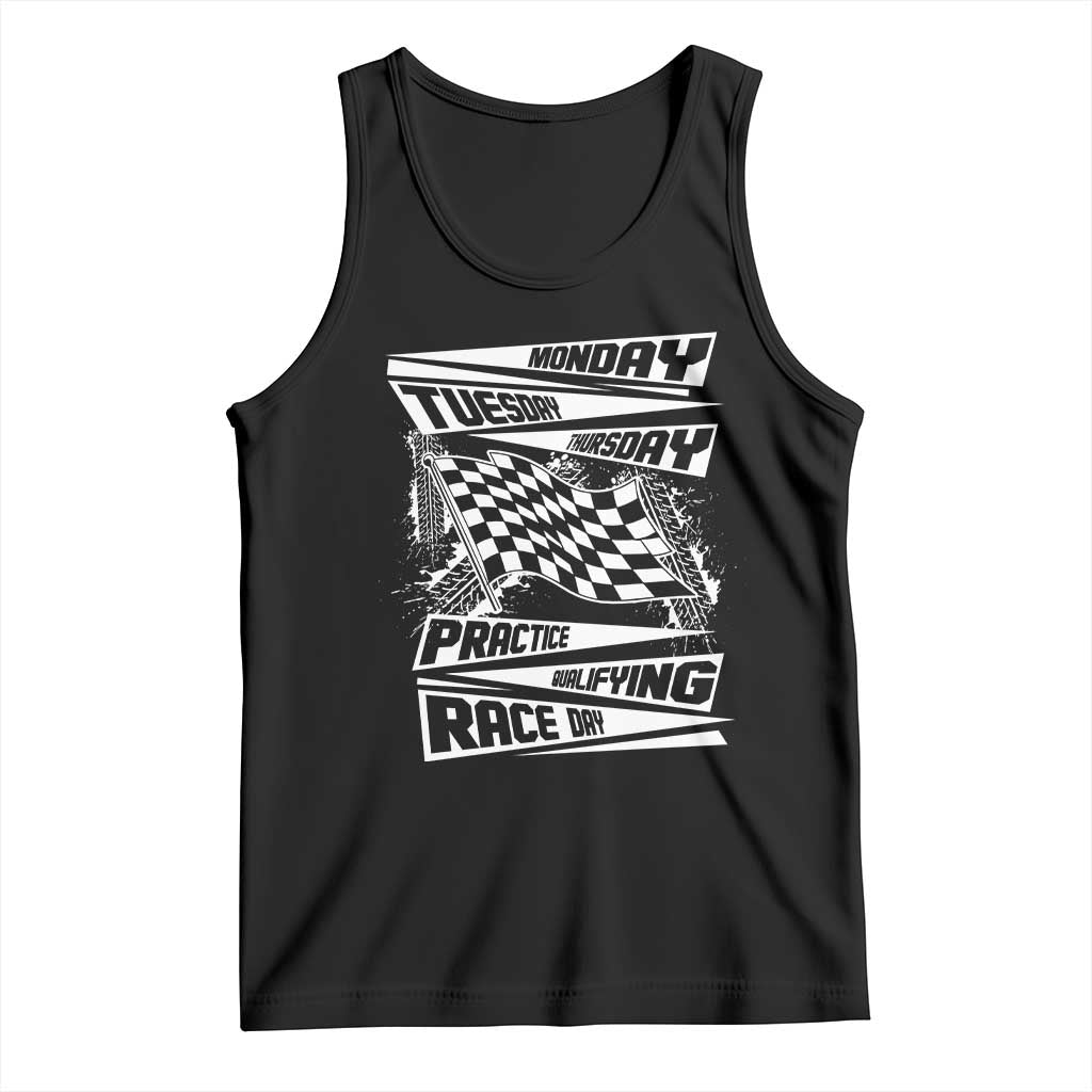 Monday Tuesday Thursday Practice Qualifying Race Day Tank Top Retro Vintage Watercolors Checkered Flag TS10 Black Print Your Wear