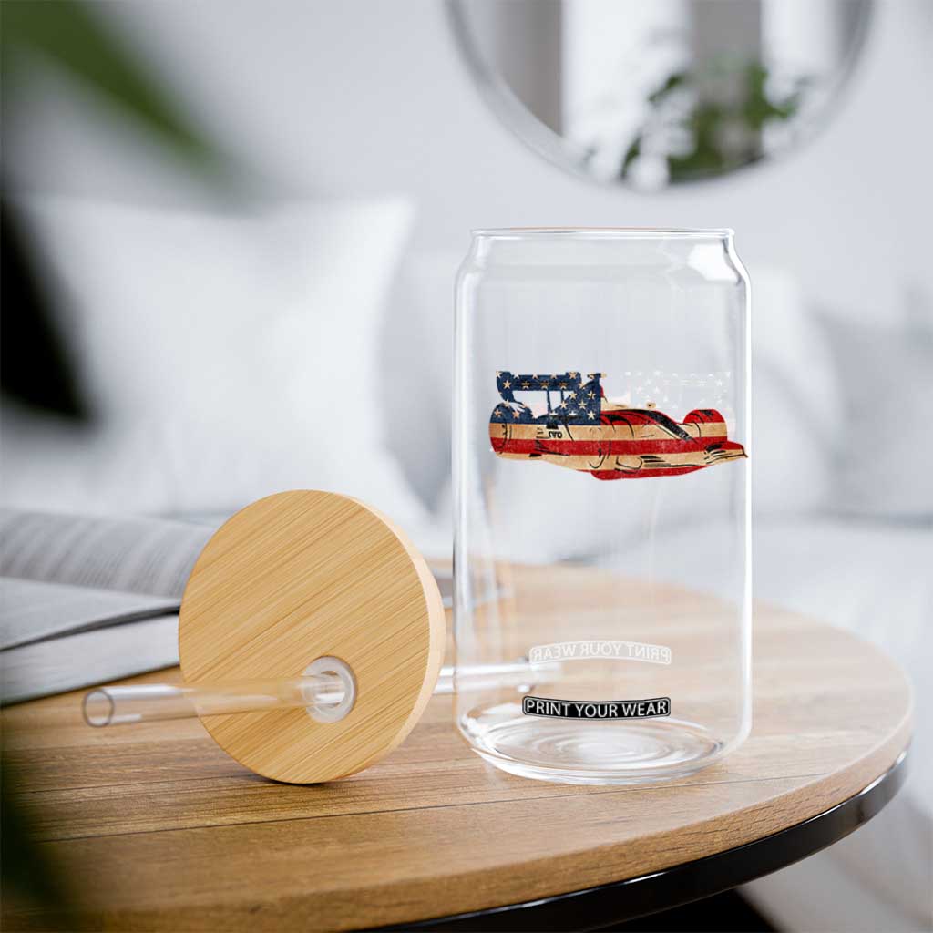 Racing Car Glass Can Retro Style Vintage American Flag TS10 Print Your Wear