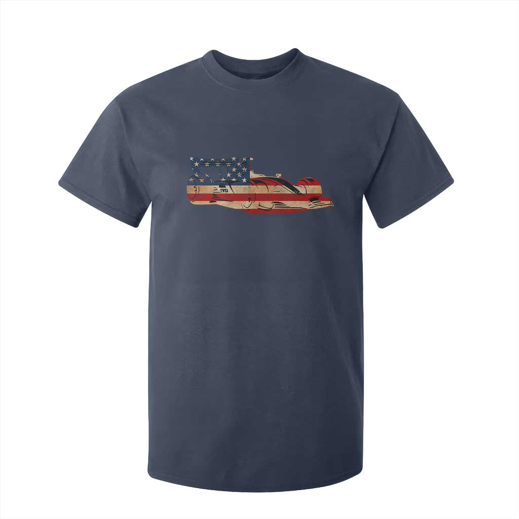 Racing Car T Shirt For Kid Retro Style Vintage American Flag TS10 Navy Print Your Wear
