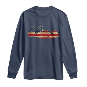 Racing Car Long Sleeve Shirt Retro Style Vintage American Flag TS10 Navy Print Your Wear