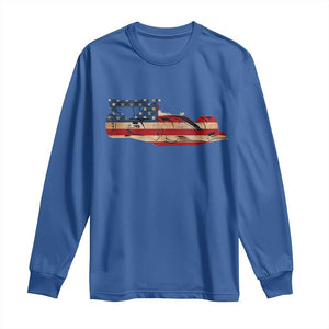 Racing Car Long Sleeve Shirt Retro Style Vintage American Flag TS10 Royal Blue Print Your Wear